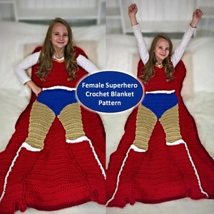 Female Superhero in Shorts Crochet Blanket Pattern PFD File