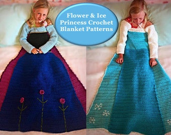 Flower and Ice Crochet Princess Dress Blanket PATTERNS