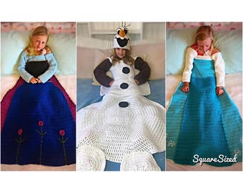 Flower, Ice, and Snowman Blanket Crochet PATTERNS