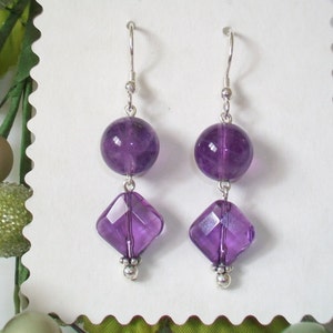 AMETHYST earrings- Amethyst Sterling Silver earrings, purple earrings, purple dangle, Amethyst jewelry