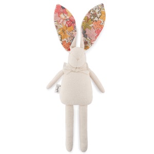 Bunny Rag Doll with Liberty of London &quot;Mauvey&quot; Print - Toddler and Baby Gift - Little Girl Gift - Organic Doll - Personalized Gift