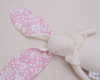 Ready-to-Ship Bunny! Soft and sweet organic cotton bunny rag doll with Liberty London's "Betsy Boo" print ears.