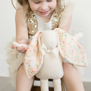 Bunny Rag Doll with Liberty of London "Adelajda" Print  Pink - Toddler and Baby Gift -Little Girl Gift - Organic Doll - Personalized Gift