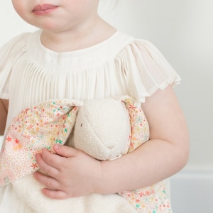 Heirloom Bunny Lovey - Personalized Gift - Organic Cotton  + Liberty of London "Adelajda" - Pink