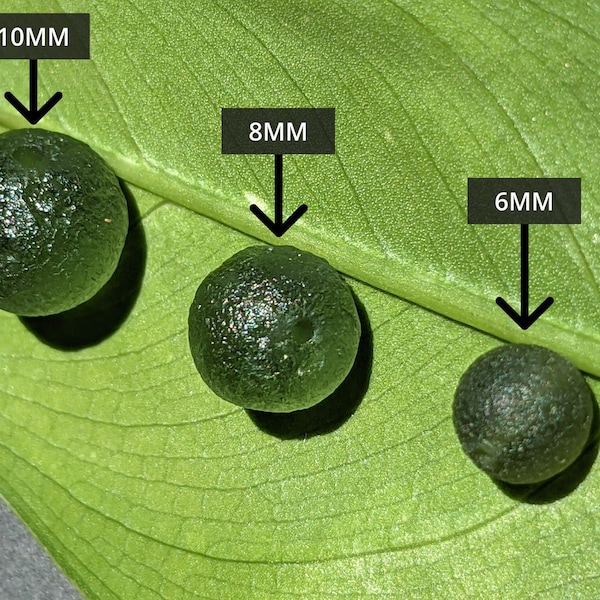 One (1) 6mm, 8mm, or 10mm Moldavite Bead - Properly tumbled and sandblasted with a beading hole from the Czech Rep.