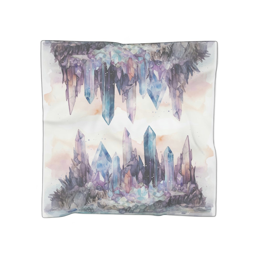 Pastel Quartz Crystal Energy Landscape Poly Scarf or Chiffon Etsy