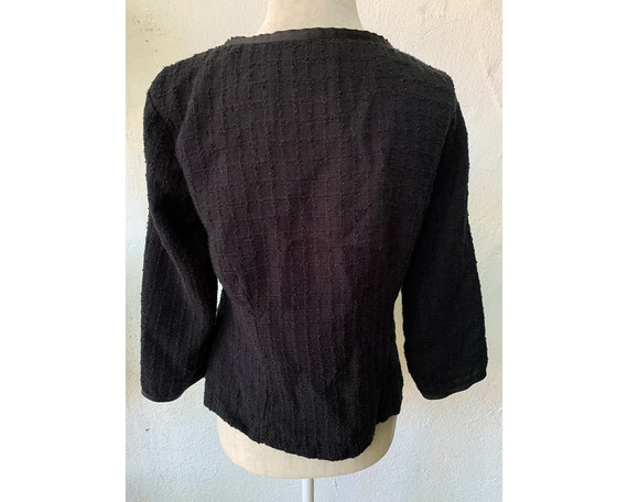 Vintage Inspired 1950s Black Criss-Cross Knit Jac… - image 7