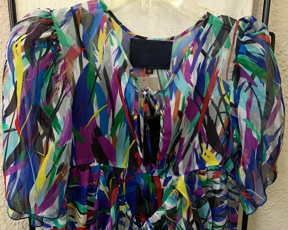 Vintage Inspired Colorful Design Sheer Silk Dress… - image 5