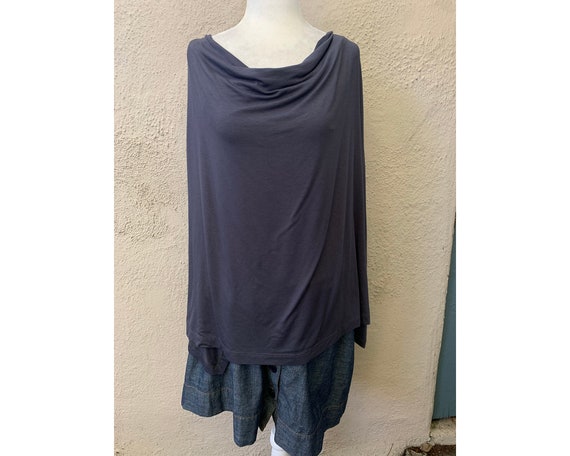 Vintage Inspired Steel Grey Blue Rayon Blend Shir… - image 1