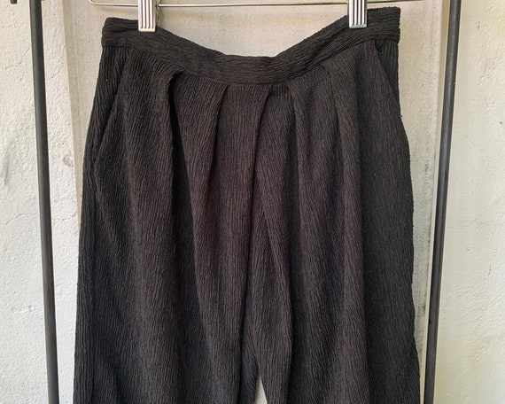 Vintage Inspired Black Ribbed Textured Pants, S - image 8