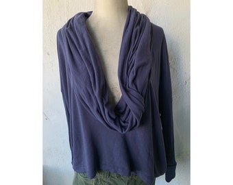 Vintage Inspired Purple/Periwinkle Cowl Neck Top, M