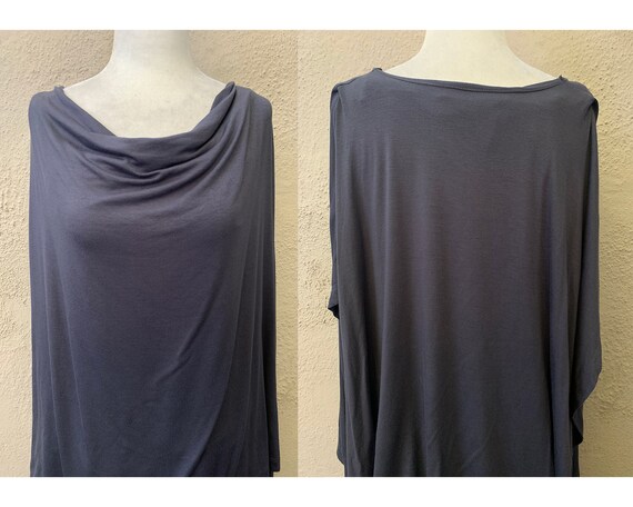 Vintage Inspired Steel Grey Blue Rayon Blend Shir… - image 6