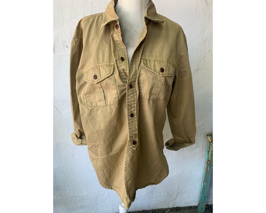 Vintage Inspired Mustard Yellow Pullover Shirt S Etsy