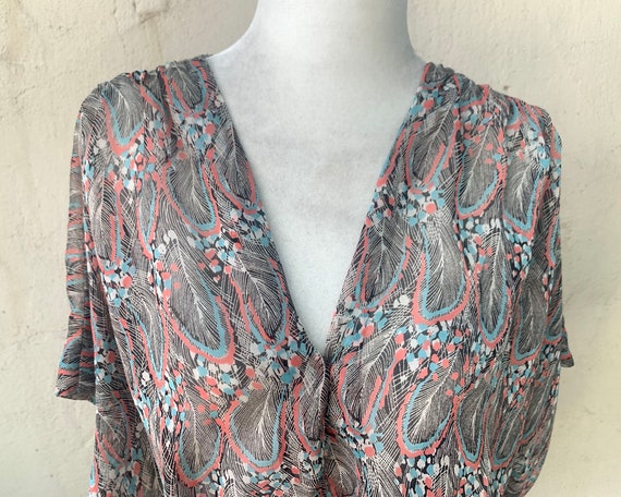 Vintage Inspired Sheer Billowy Feather Design Top… - image 1