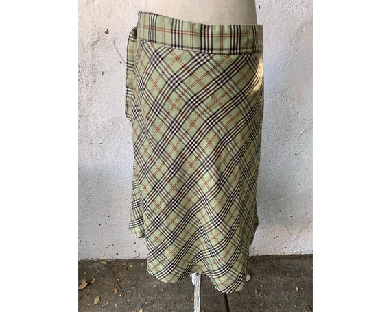 Vintage Mint Green Plaid Skirt, M - image 7