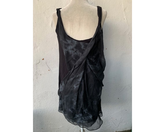Vintage Ella Moss Silk Gray Shaded Dress, M