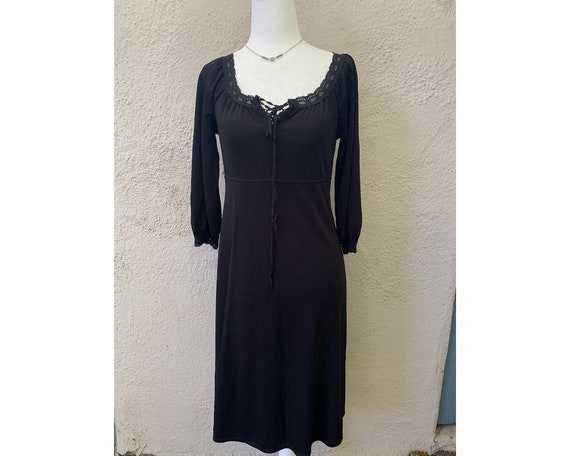 Vintage Inspired Black 3/4 Sleeve Rayon Blend Dre… - image 1