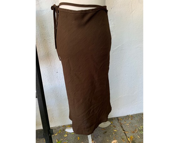 Vintage Inspired Brown Sheer Wrap Around Skirt, S - image 8