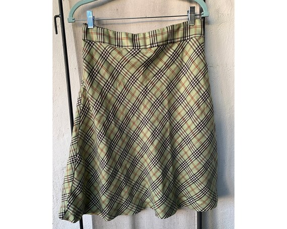 Vintage Mint Green Plaid Skirt, M - image 6