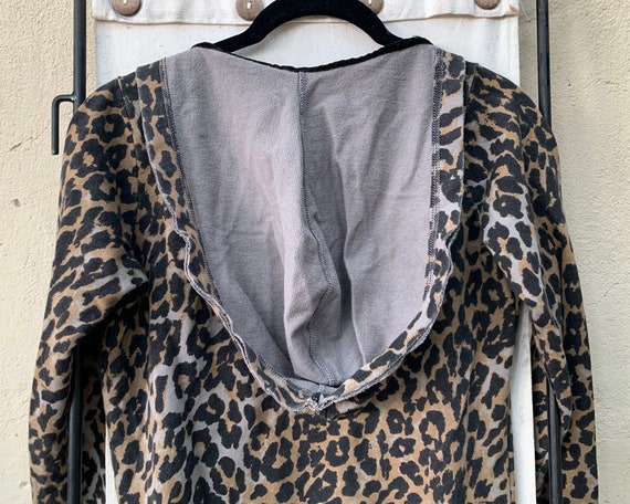 Vintage Inspired Distressed Cotton Leopard Hooded… - image 6
