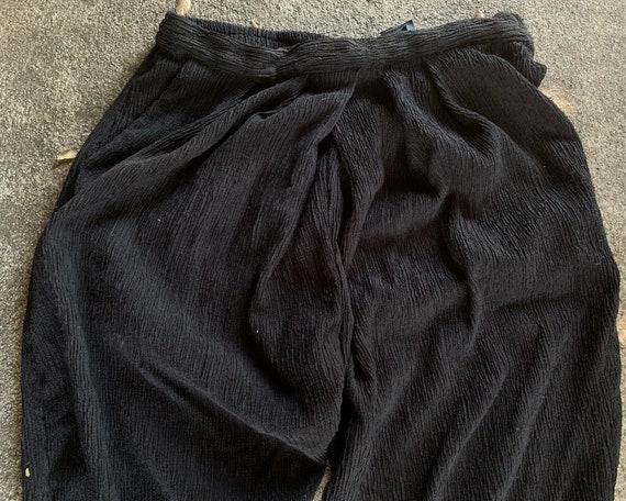 Vintage Inspired Black Ribbed Textured Pants, S - image 3
