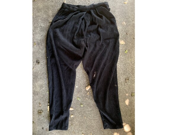 Vintage Inspired Black Ribbed Textured Pants, S - image 2