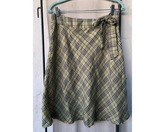 Vintage Mint Green Plaid Skirt, M - image 4