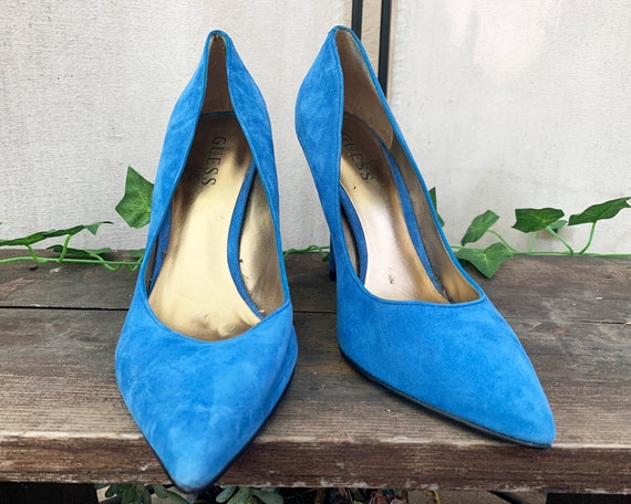 Aqua Suede Pointed Toe Heels 7 - Etsy
