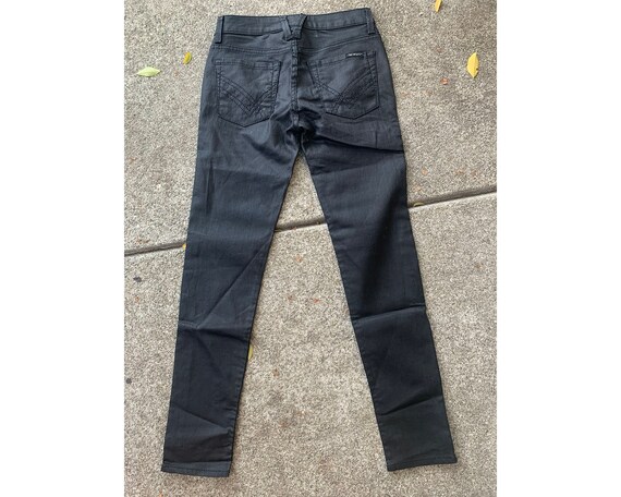 Black Shiny Denim William Rast Skinny Jeans with … - image 3