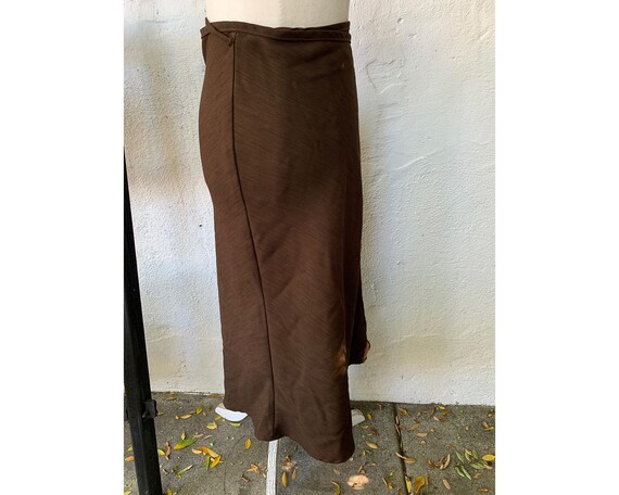 Vintage Inspired Brown Sheer Wrap Around Skirt, S - image 5