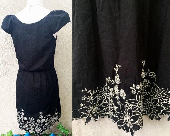 Vintage Inspired Sheer Black Cap Sleeve Cotton Dr… - image 5