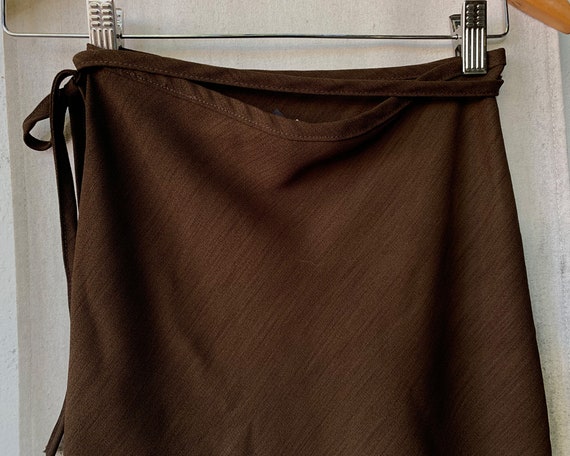 Vintage Inspired Brown Sheer Wrap Around Skirt, S - image 9