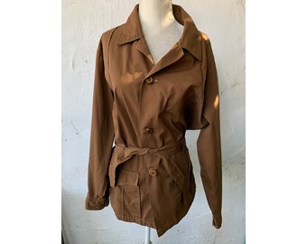 Vintage 1960s?? Brown Sanforized Lightweight Leisure Jacket, L