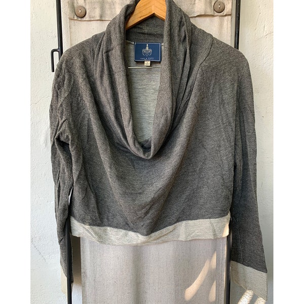 Vintage Inspired Cowl Neck Dark Gray Rayon Blend Top, S