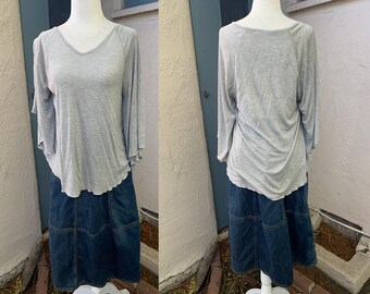 Soft Grey Thin Cape Top, S