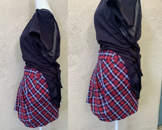 Vintage Inspired Red and Blue Plaid Mini Skirt, S… - image 3