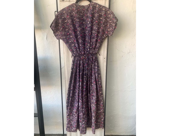 Vintage 1950s Purple Floral Design Dress, S - image 5