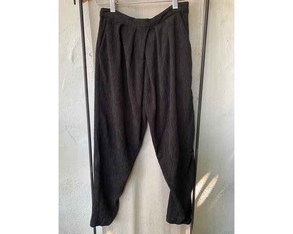Vintage Inspired Black Ribbed Textured Pants, S - image 5