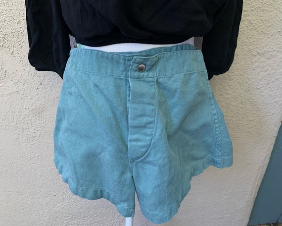 Vintage 1940s Teal Blue Cotton Shorts, XXS