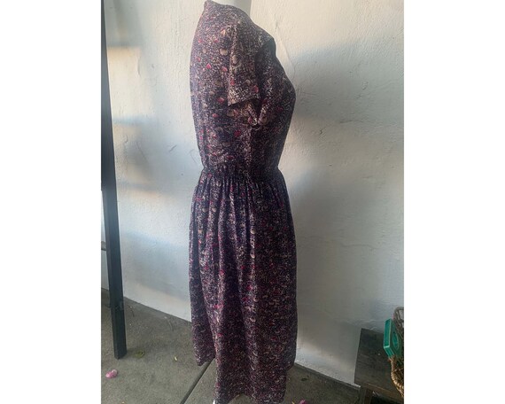 Vintage 1950s Purple Floral Design Dress, S - image 9