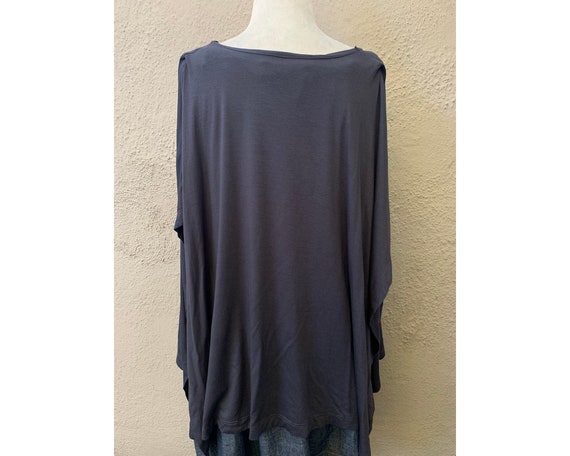 Vintage Inspired Steel Grey Blue Rayon Blend Shir… - image 3