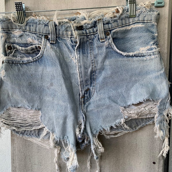 Vintage Destroyed Levi's Zipper Fly Jean Shorts, 28"