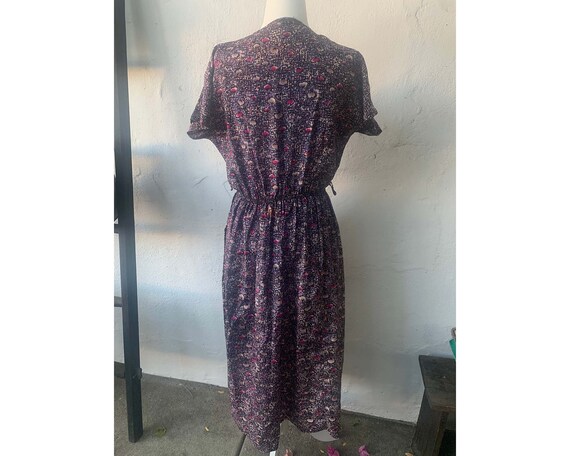 Vintage 1950s Purple Floral Design Dress, S - image 8