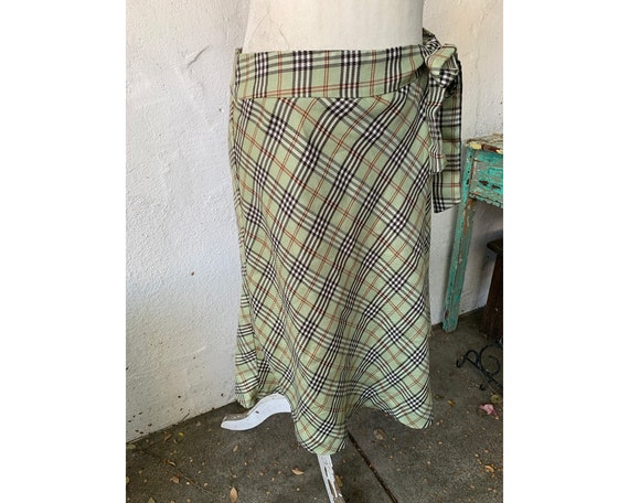 Vintage Mint Green Plaid Skirt, M - image 5