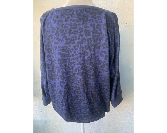 Vintage Inspired Blue Leopard Sweatshirt, M - image 3