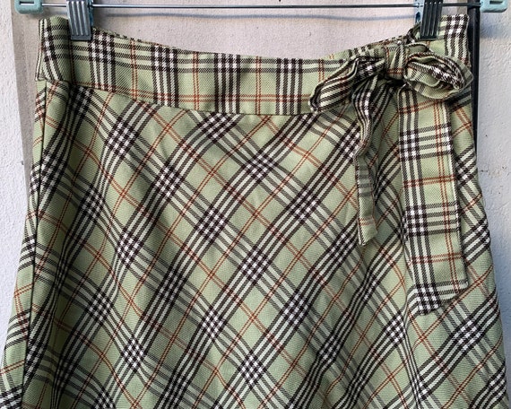 Vintage Mint Green Plaid Skirt, M - image 2