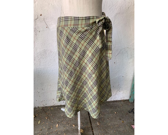 Vintage Mint Green Plaid Skirt, M - image 1