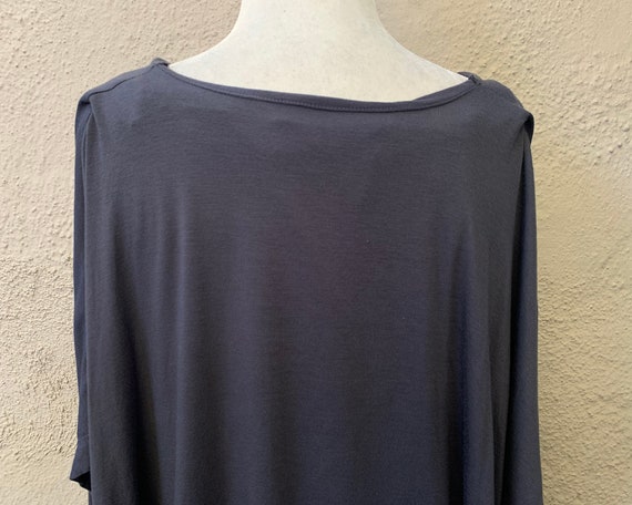 Vintage Inspired Steel Grey Blue Rayon Blend Shir… - image 9