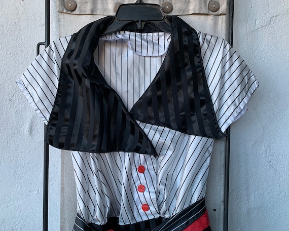 Vintage Inspired Handmade Black and White Striped… - image 3