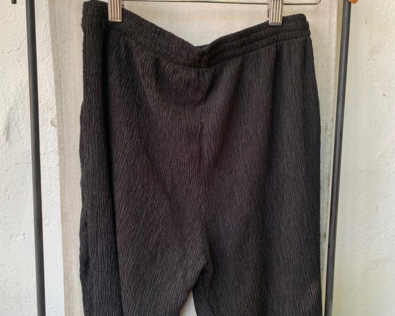 Vintage Inspired Black Ribbed Textured Pants, S - image 7